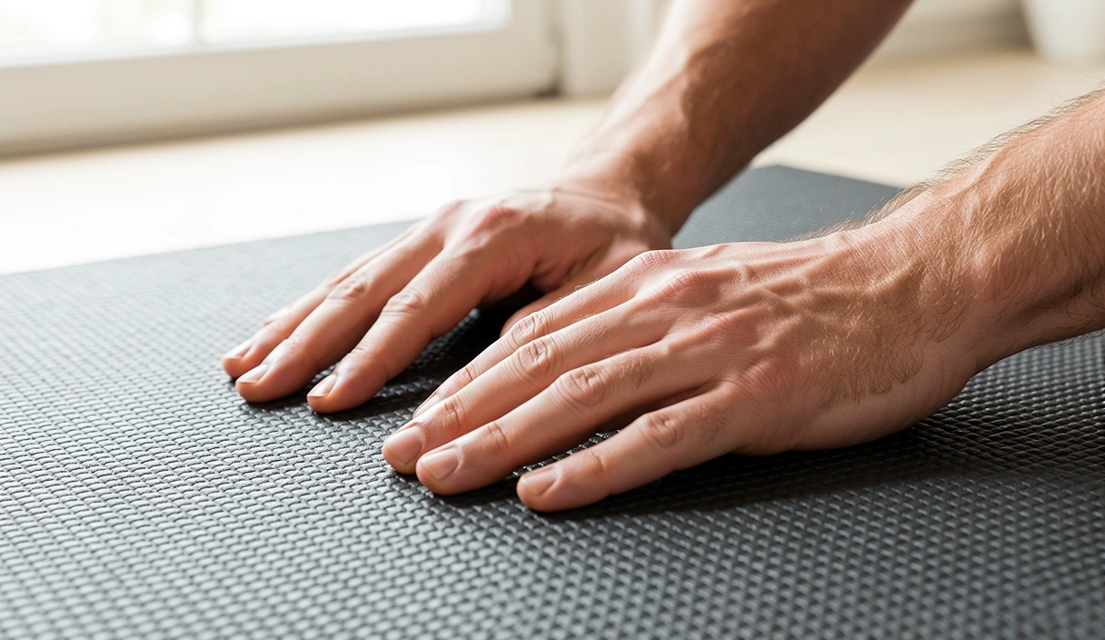 Detailaufnahme Hände auf einer Matte